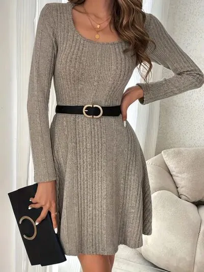 Ribbed Scoop Neck Long Sleeve Sweater Dress sold by Charming Charlie product image thumbnail 5