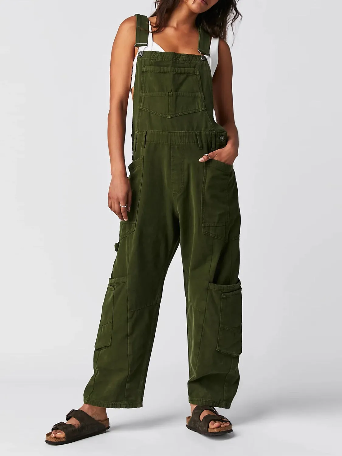 Pocketed Wide Strap Denim Overalls sold by Charming Charlie product image thumbnail 4