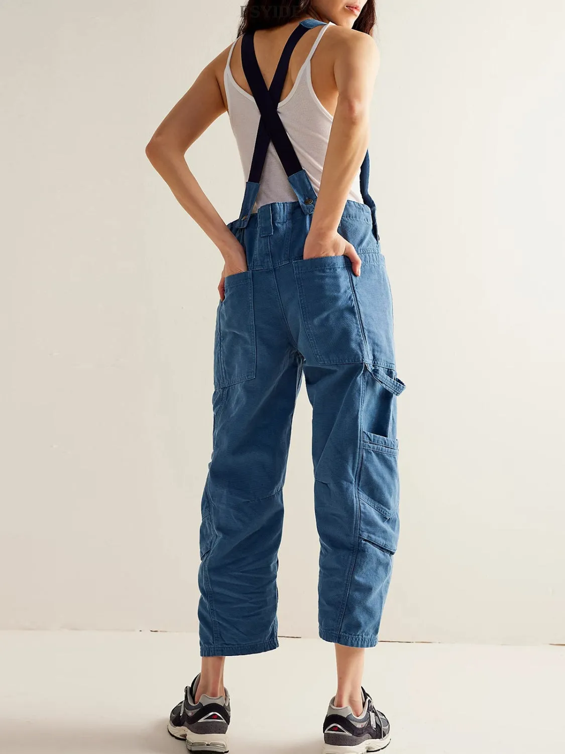 Pocketed Wide Strap Denim Overalls sold by Charming Charlie product image thumbnail 2