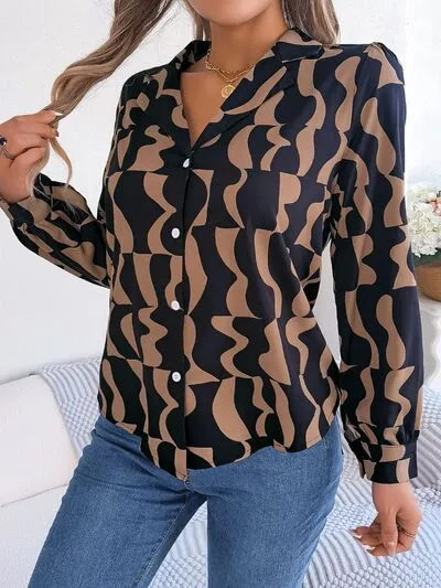 Printed Button Up Long Sleeve Shirt sold by Charming Charlie product image thumbnail 4