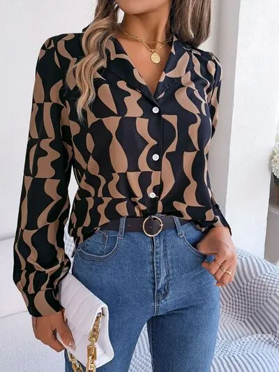 Printed Button Up Long Sleeve Shirt sold by Charming Charlie