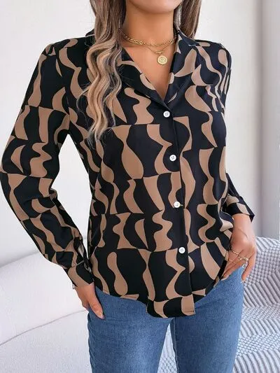 Printed Button Up Long Sleeve Shirt sold by Charming Charlie product image thumbnail 2