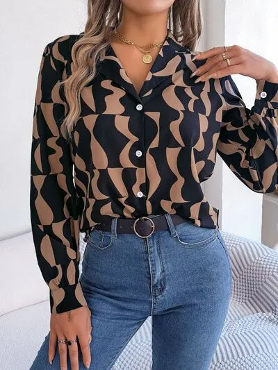 Printed Button Up Long Sleeve Shirt sold by Charming Charlie product image thumbnail 3