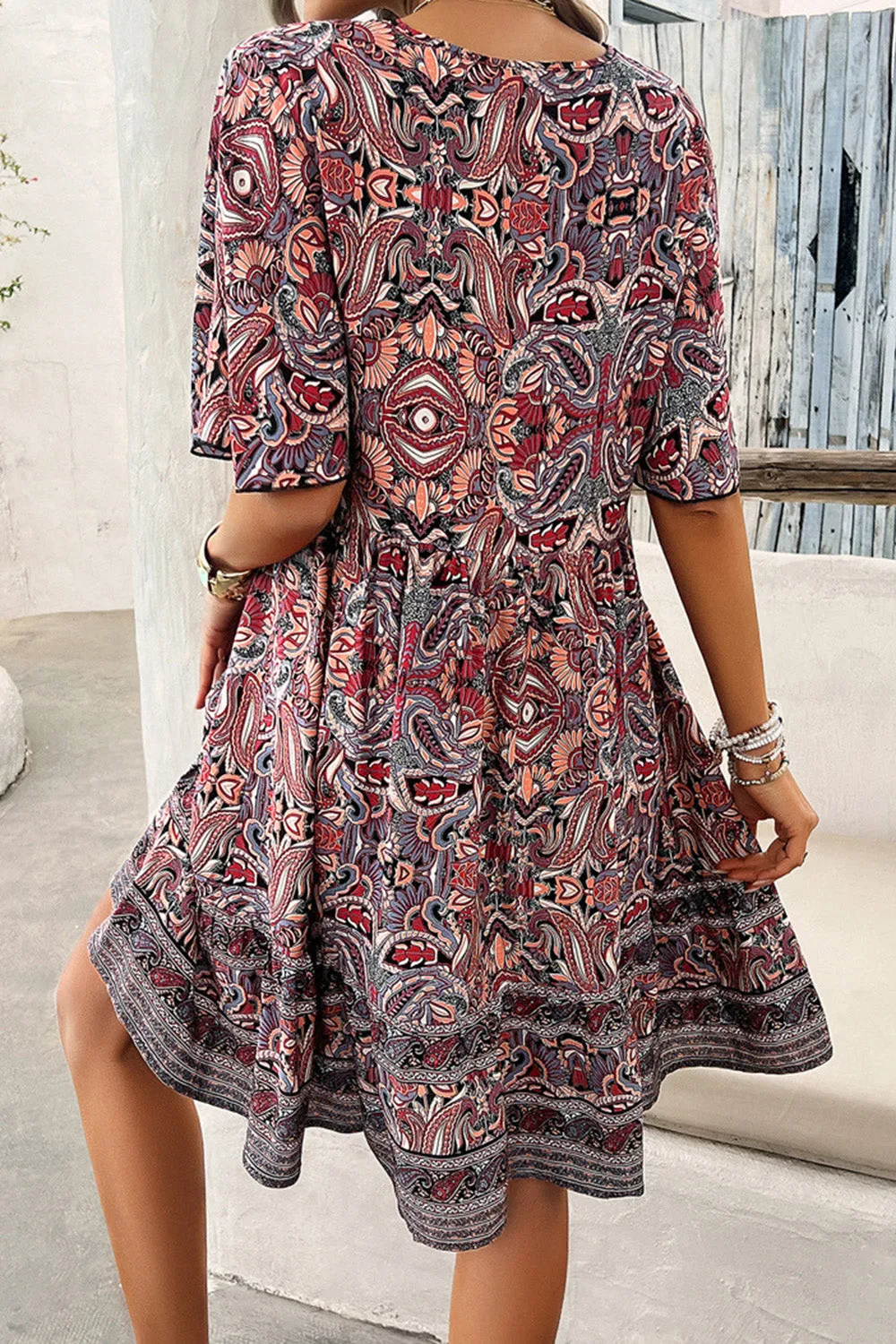Printed V-Neck Half Sleeve Mini Dress sold by Charming Charlie product image thumbnail 2