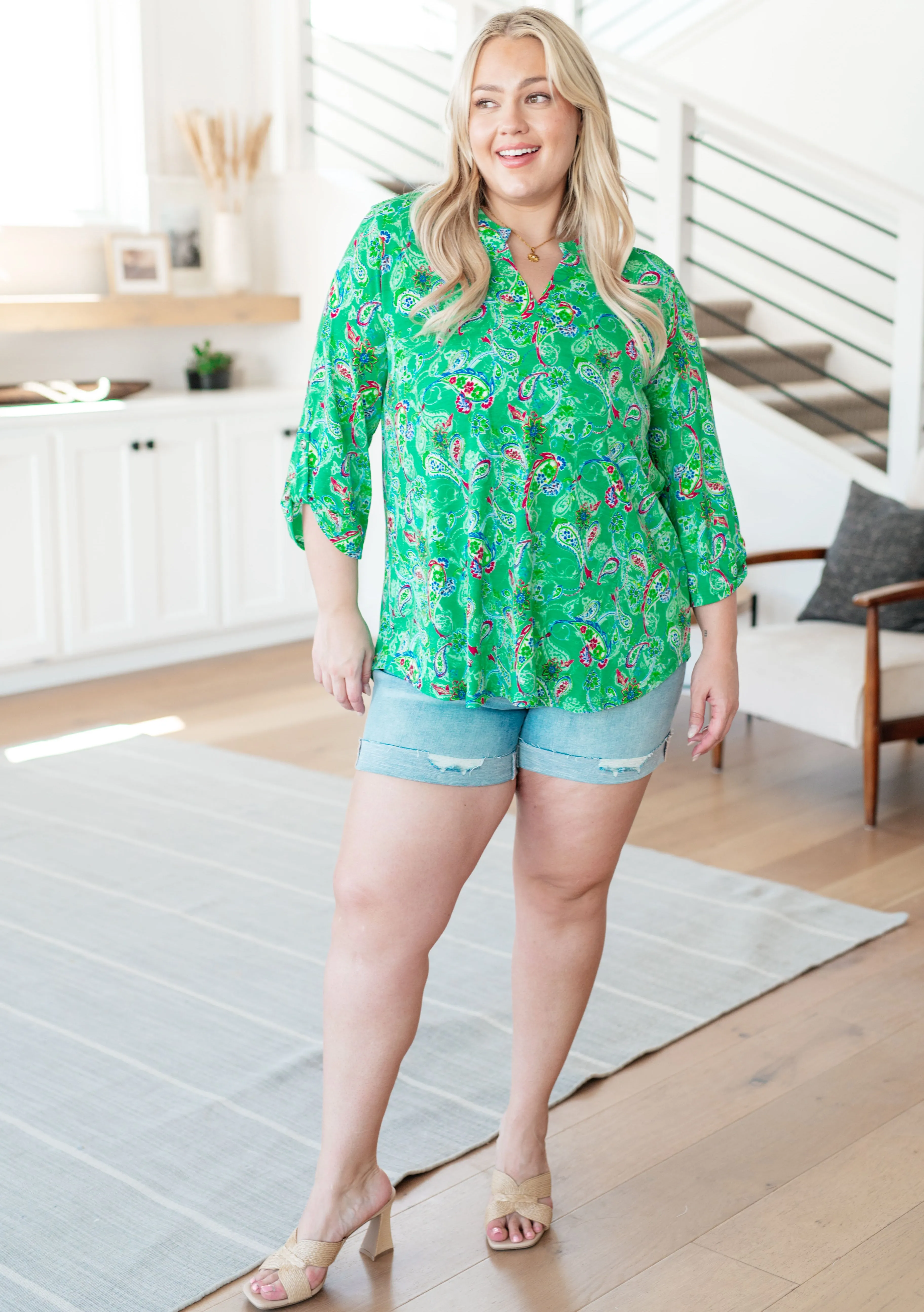 Lizzy Top in Emerald and Magenta Paisley sold by Charming Charlie product image thumbnail 3