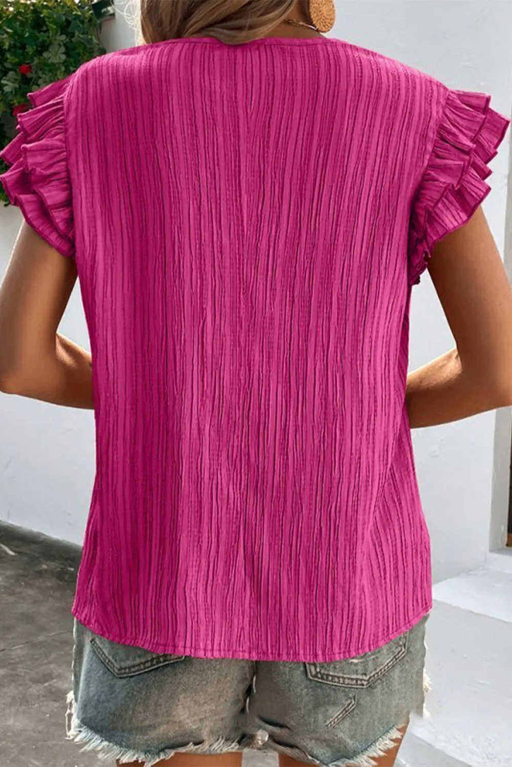 Ruffled Tie Neck Cap Sleeve Blouse sold by Charming Charlie product image thumbnail 2