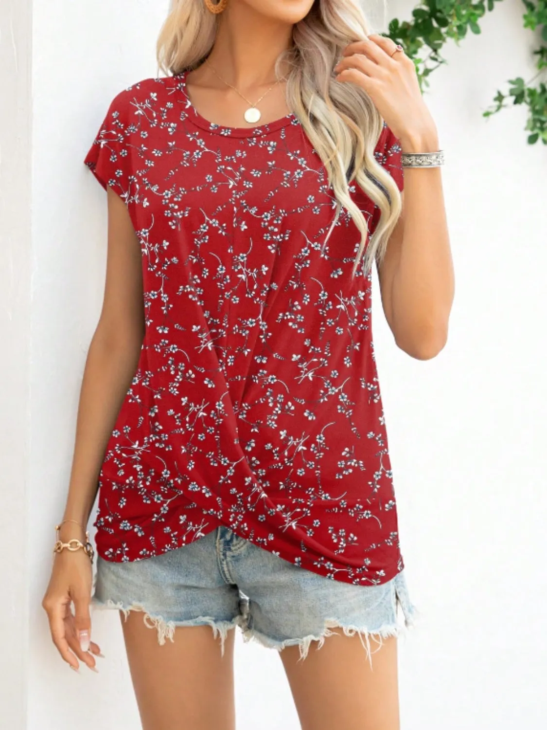 Printed Round Neck Short Sleeve T-Shirt sold by Charming Charlie product image thumbnail 3