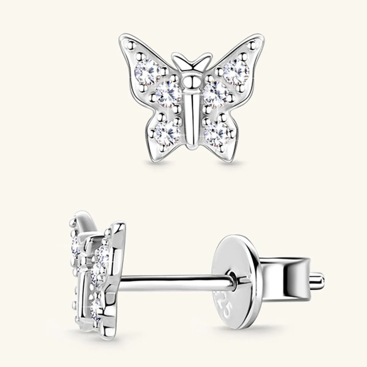 Moissanite 925 Sterling Silver Butterfly Stud Earrings sold by Charming Charlie product image thumbnail 2