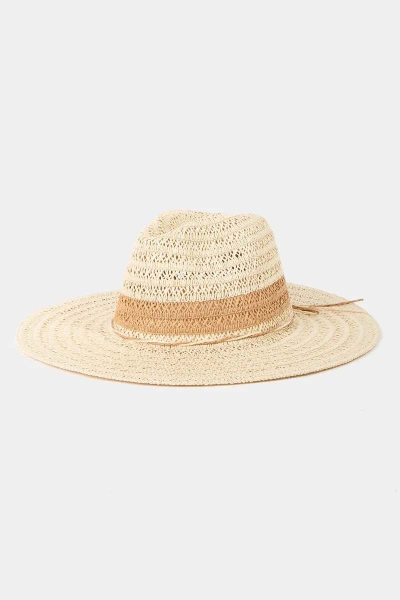 Fame Contrast Straw Braided Sun Hat sold by Charming Charlie