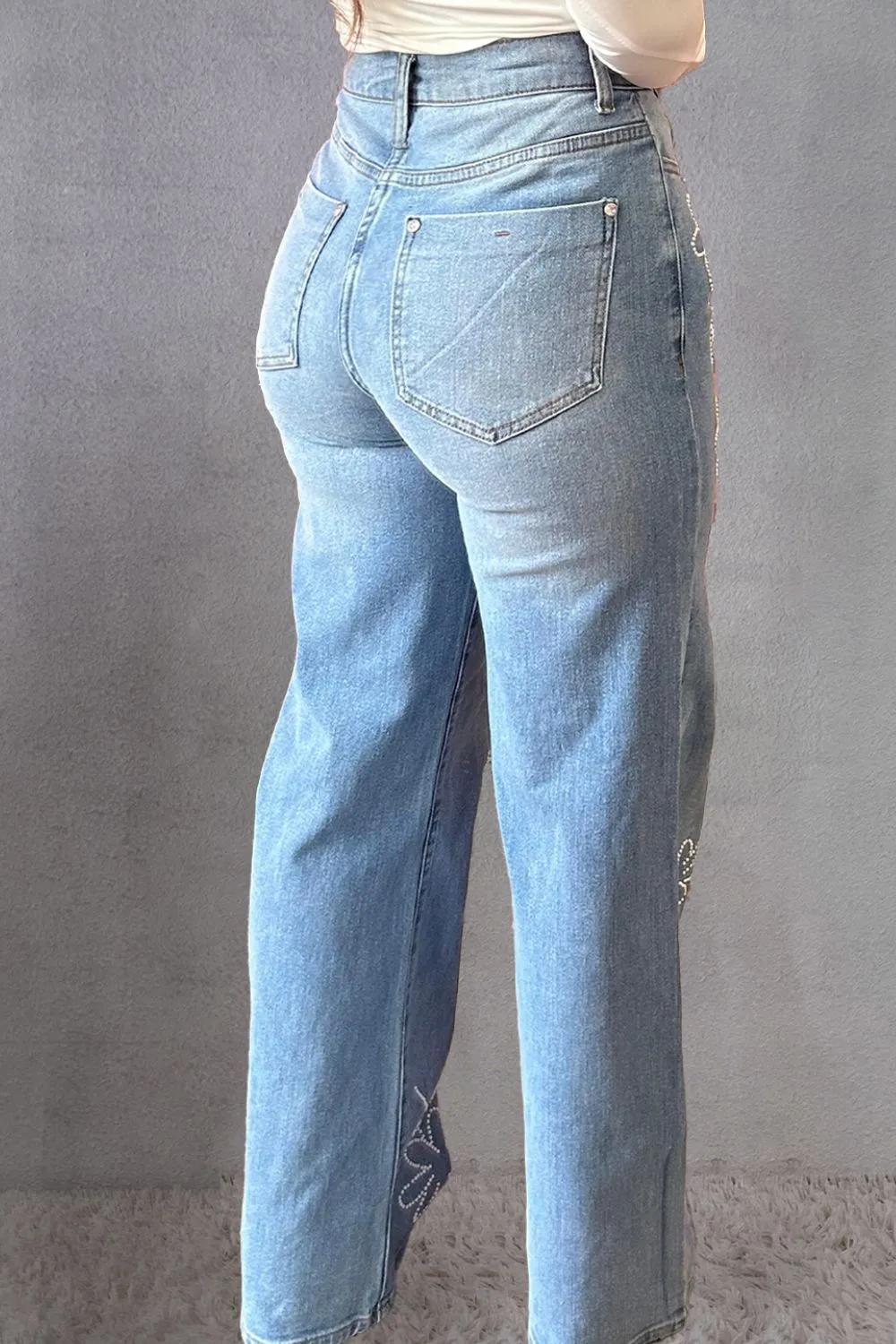 Rhinestone Straight Jeans with Pockets sold by Charming Charlie product image thumbnail 2