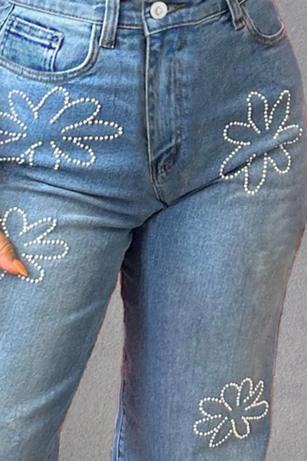 Rhinestone Straight Jeans with Pockets sold by Charming Charlie product image thumbnail 3
