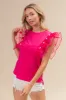 BiBi Pearl Decor Mesh Ruffle Sleeve Top sold by Charming Charlie