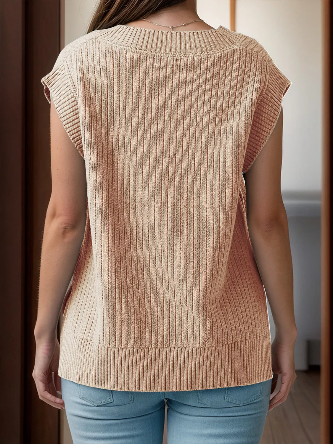 V-Neck Cap Sleeve Knit Vest sold by Charming Charlie product image thumbnail 2