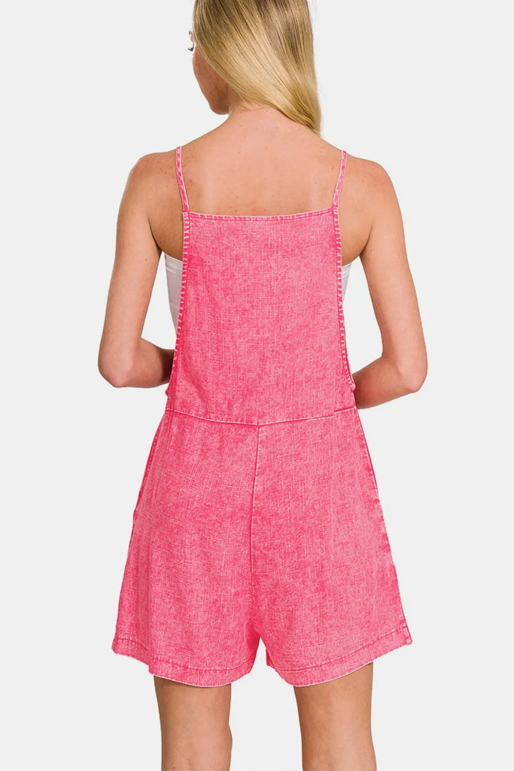 Zenana Washed Linen Knot Strap Rompers sold by Charming Charlie product image thumbnail 2
