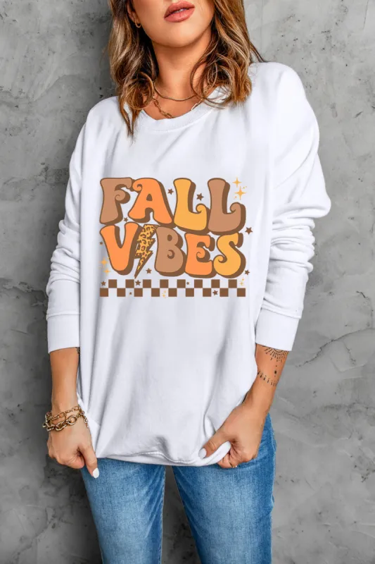 Letter Graphic Round Neck Long Sleeve Sweatshirt sold by Charming Charlie