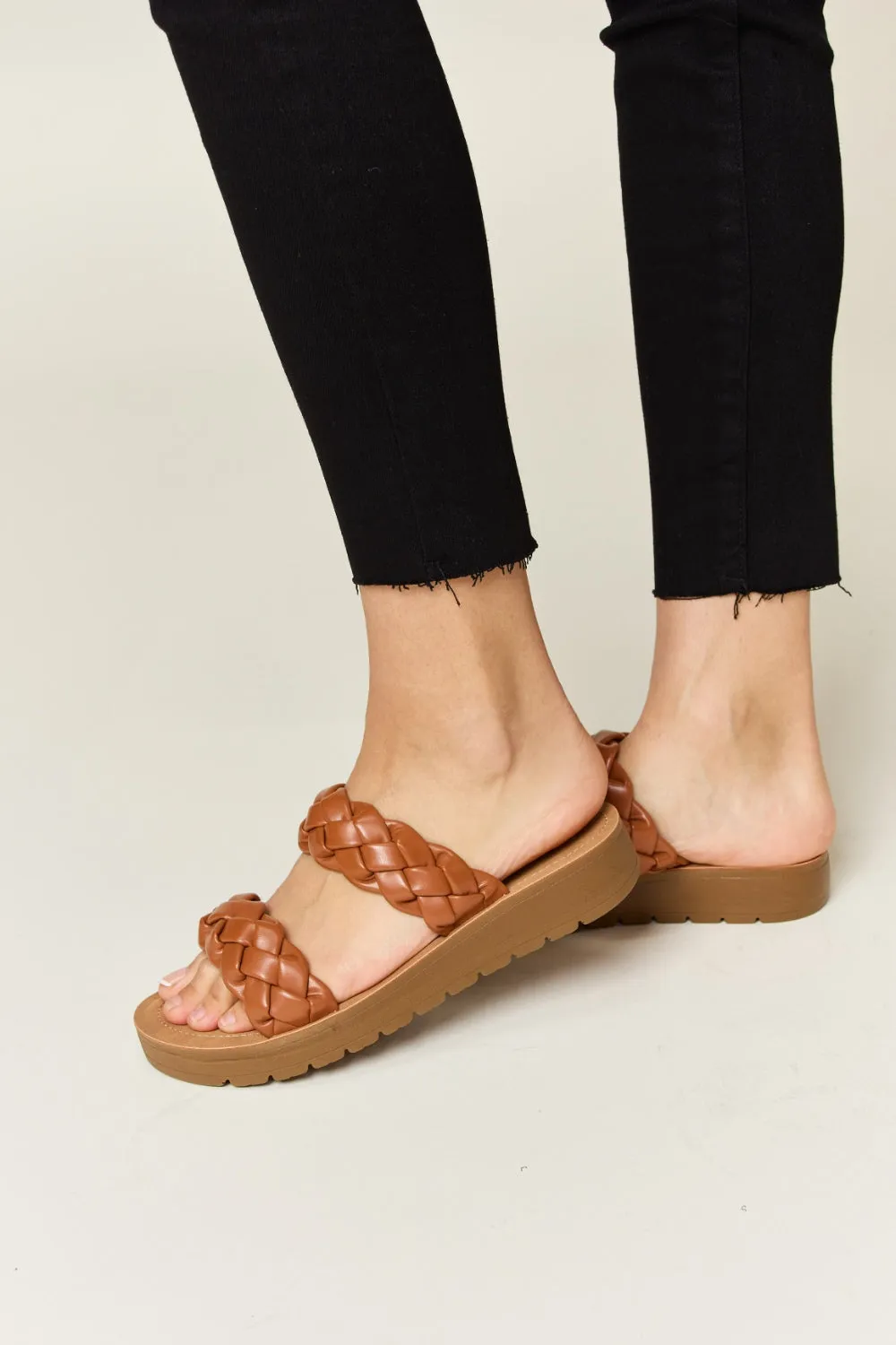 WILD DIVA Woven Dual Band Platform Sandals sold by Charming Charlie product image thumbnail 4