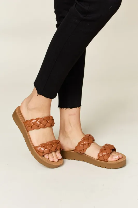 WILD DIVA Woven Dual Band Platform Sandals made by Charming Charlie