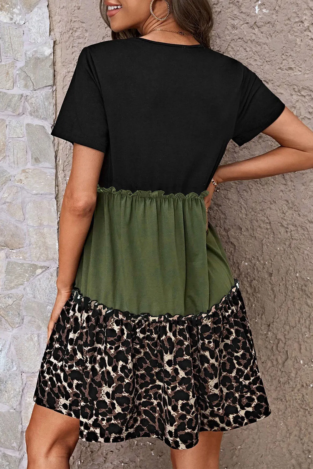 Leopard Round Neck Short Sleeve Dress sold by Charming Charlie product image thumbnail 3