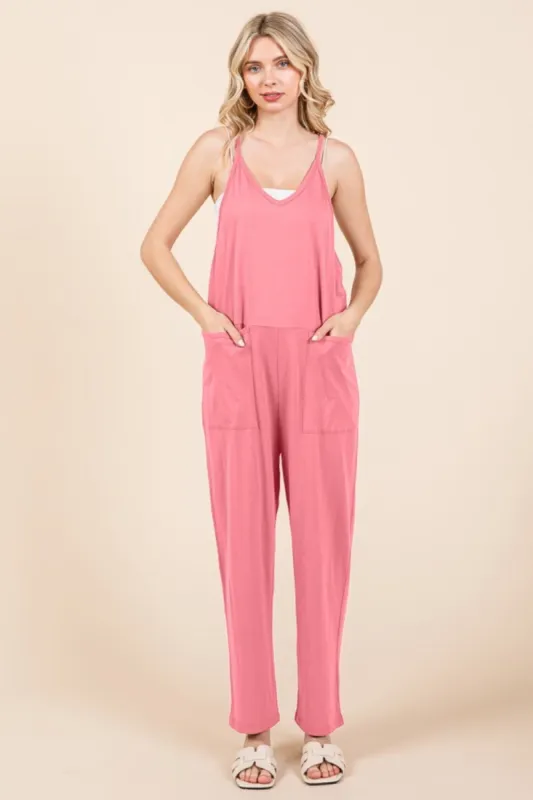 Culture Code Full Size Sleeveless Jumpsuit with Pockets sold by Charming Charlie