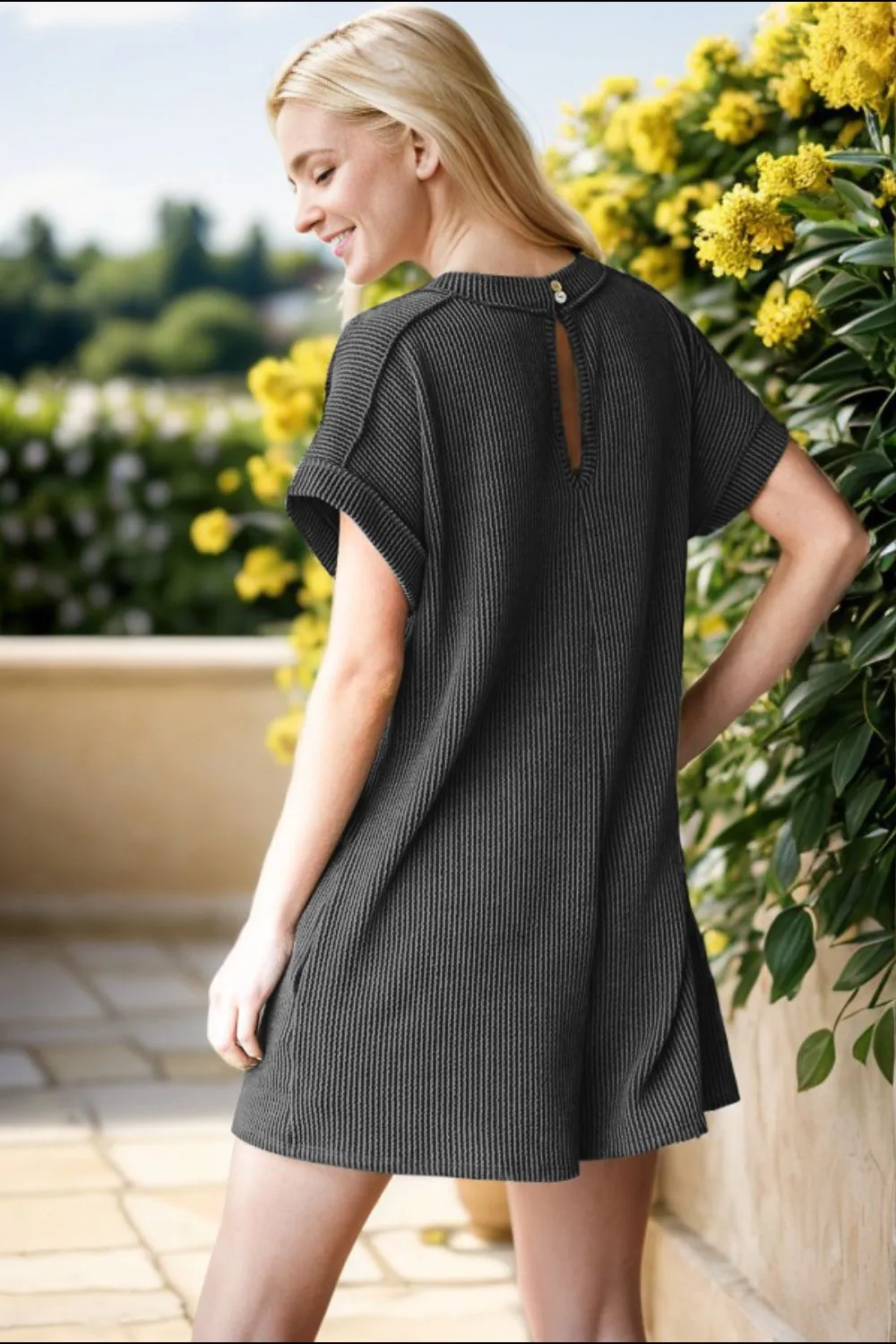 Heimish Full Size Short Sleeve Ribbed Romper with Pockets sold by Charming Charlie product image thumbnail 2