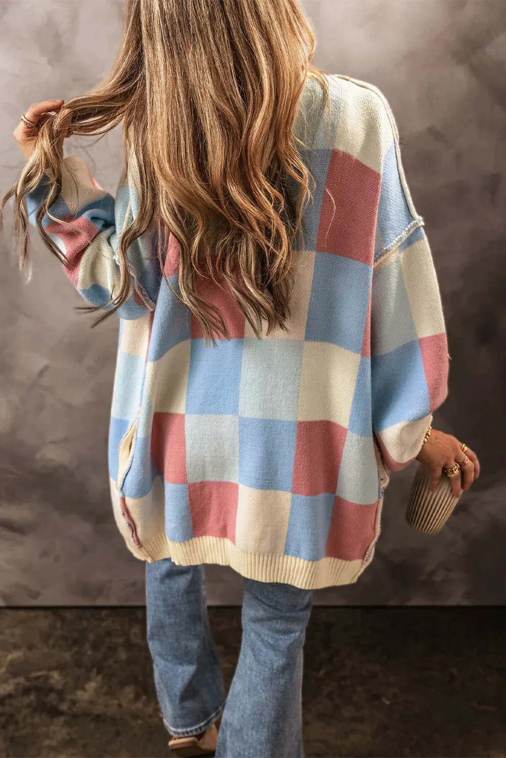Color Block Open Front Long Sleeve Cardigan sold by Charming Charlie product image thumbnail 4