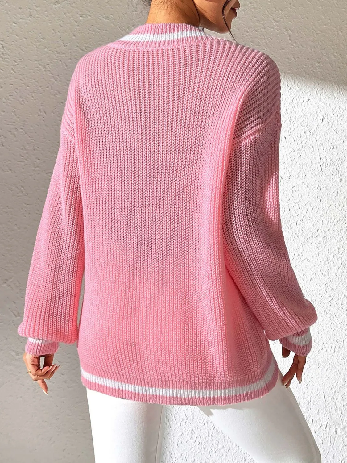 Contrast Trim V-Neck Long Sleeve Sweater sold by Charming Charlie product image thumbnail 5