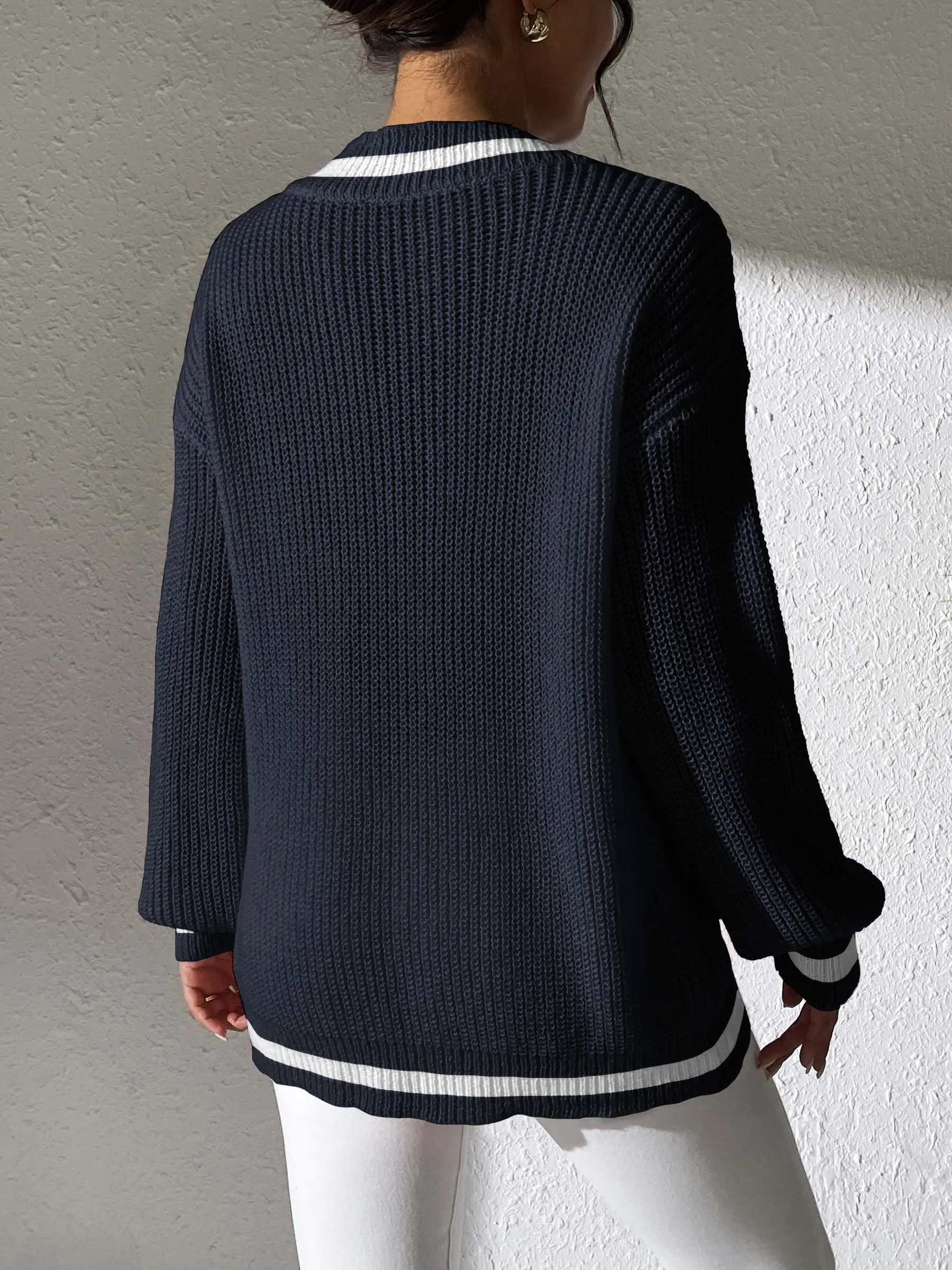 Contrast Trim V-Neck Long Sleeve Sweater sold by Charming Charlie product image thumbnail 2