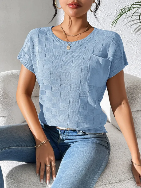 Round Neck Short Sleeve Knit Top sold by Charming Charlie