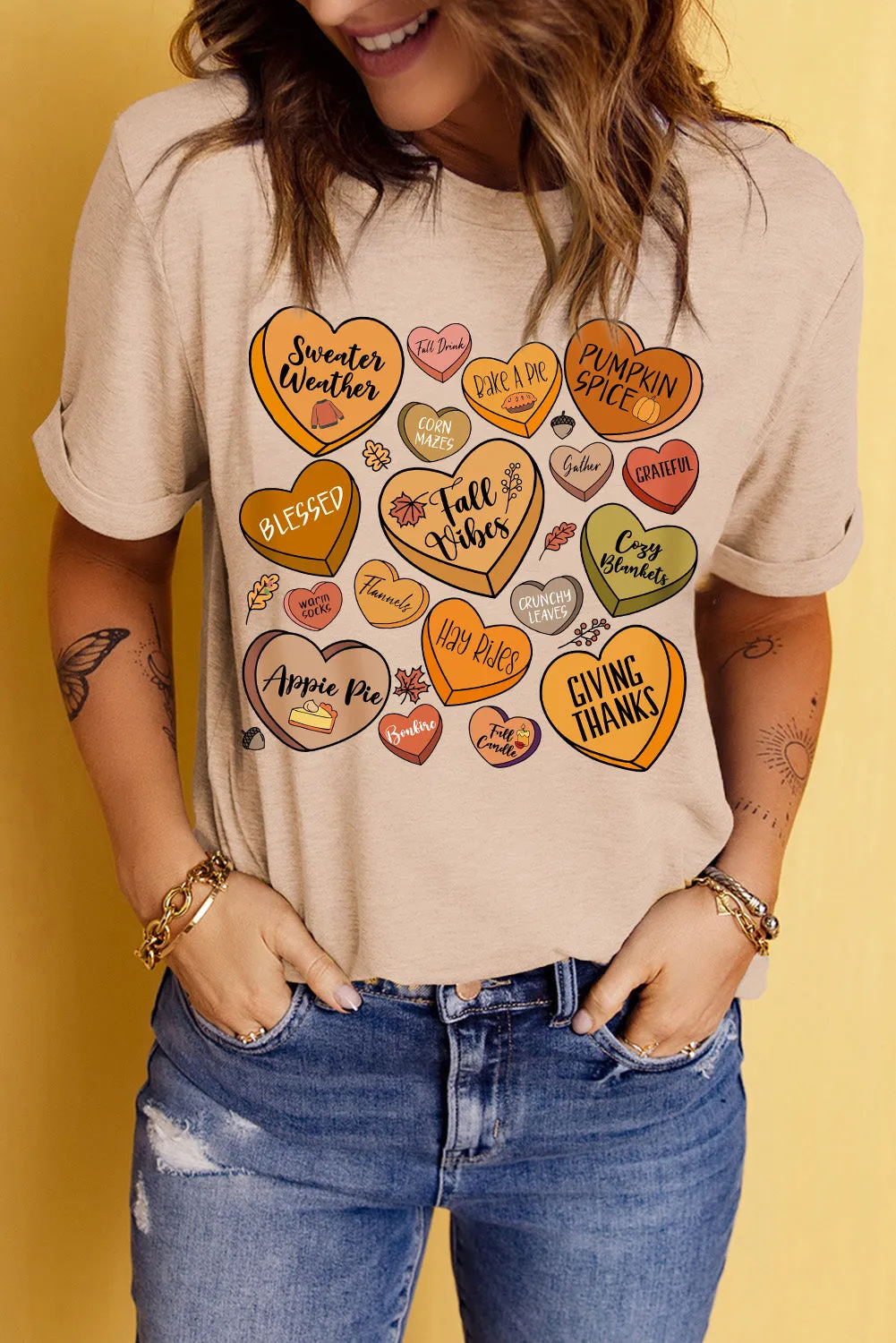 Heart Graphic Round Neck Short Sleeve T-Shirt sold by Charming Charlie