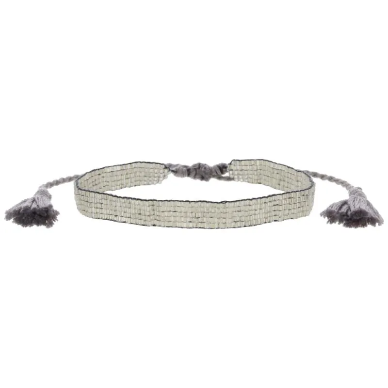 Thin Silver Woven Mini Beaded Band Bracelet, .25" Wide sold by Charming Charlie