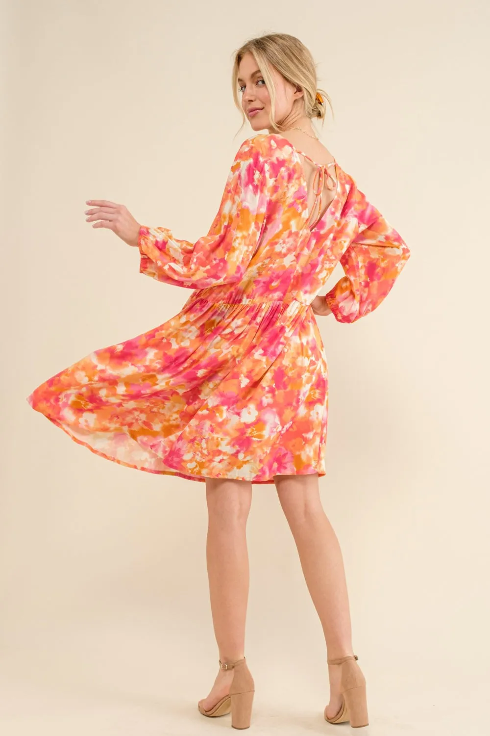 And The Why Full Size Printed Tie Back Long Sleeve Dress sold by Charming Charlie product image thumbnail 2