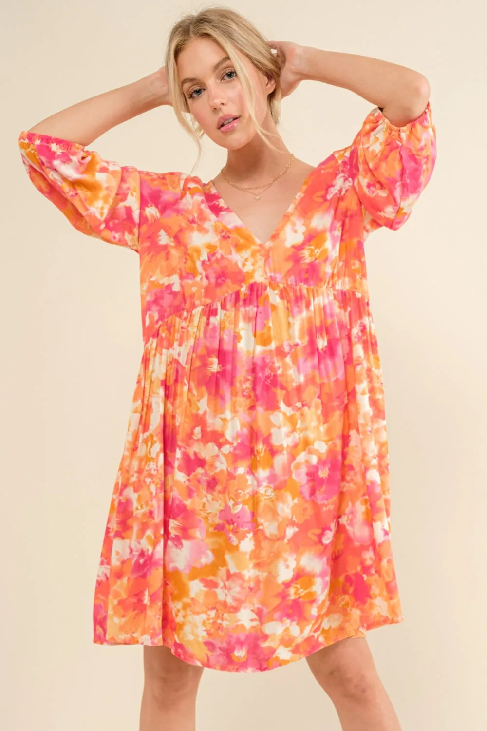 And The Why Full Size Printed Tie Back Long Sleeve Dress sold by Charming Charlie product image thumbnail 4