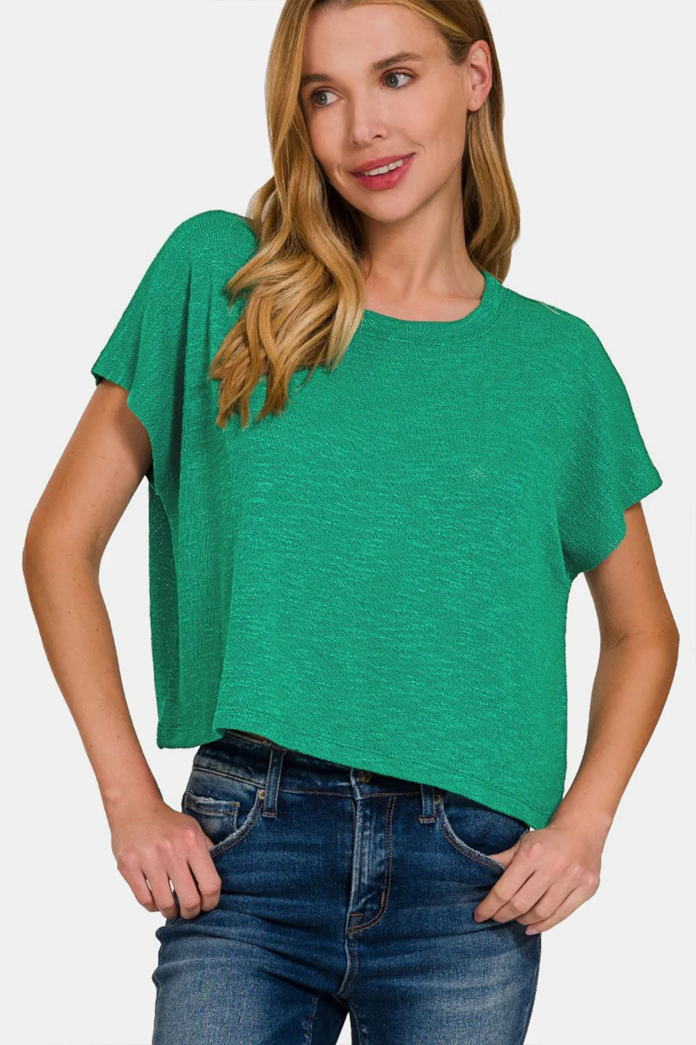 Zenana Round Neck Short Sleeve T-Shirt sold by Charming Charlie