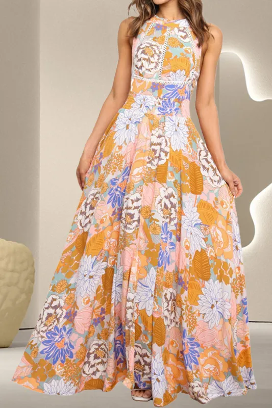 Tied Printed Grecian Sleeveless Maxi Dress sold by Charming Charlie
