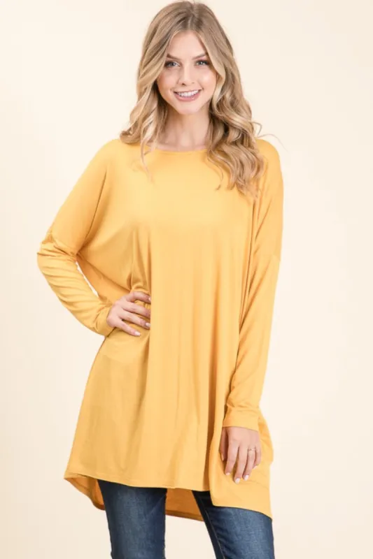 BOMBOM Round Neck Long Sleeve Oversized Top sold by Charming Charlie