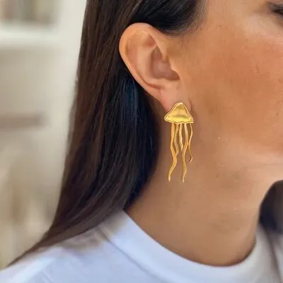 18K Gold-Plated Stainless Steel Jellyfish Earrings sold by Charming Charlie product image thumbnail 4