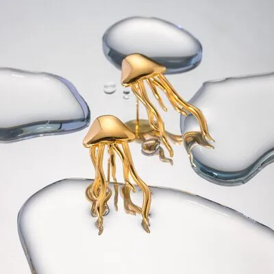 18K Gold-Plated Stainless Steel Jellyfish Earrings sold by Charming Charlie product image thumbnail 2