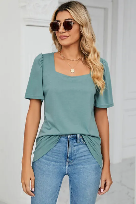 Square Neck Short Sleeve T-Shirt sold by Charming Charlie