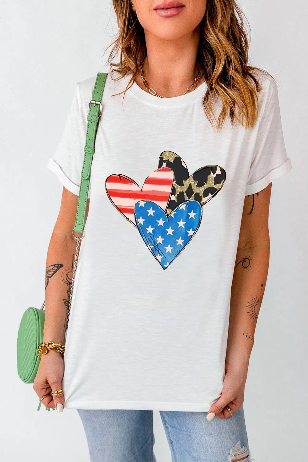 Heart Round Neck Short Sleeve T-Shirt sold by Charming Charlie product image thumbnail 3