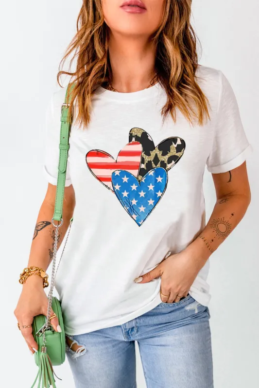 Heart Round Neck Short Sleeve T-Shirt sold by Charming Charlie