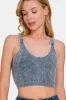 Zenana Washed Ribbed Cropped V-Neck Tank sold by Charming Charlie