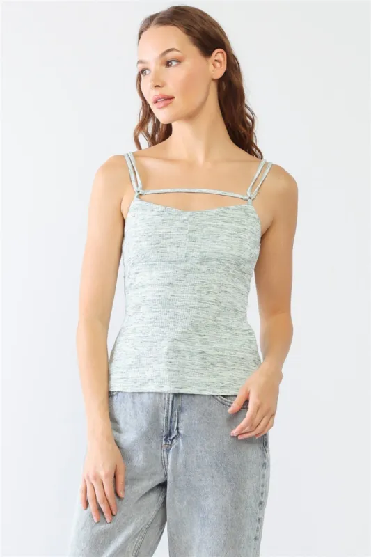 Le Lis Heathered Ribbed Adjustable Strap Cami sold by Charming Charlie