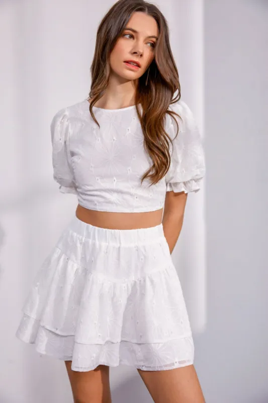 MUSTARD SEED Floral Embroidered Back Lace Up Crop Top sold by Charming Charlie