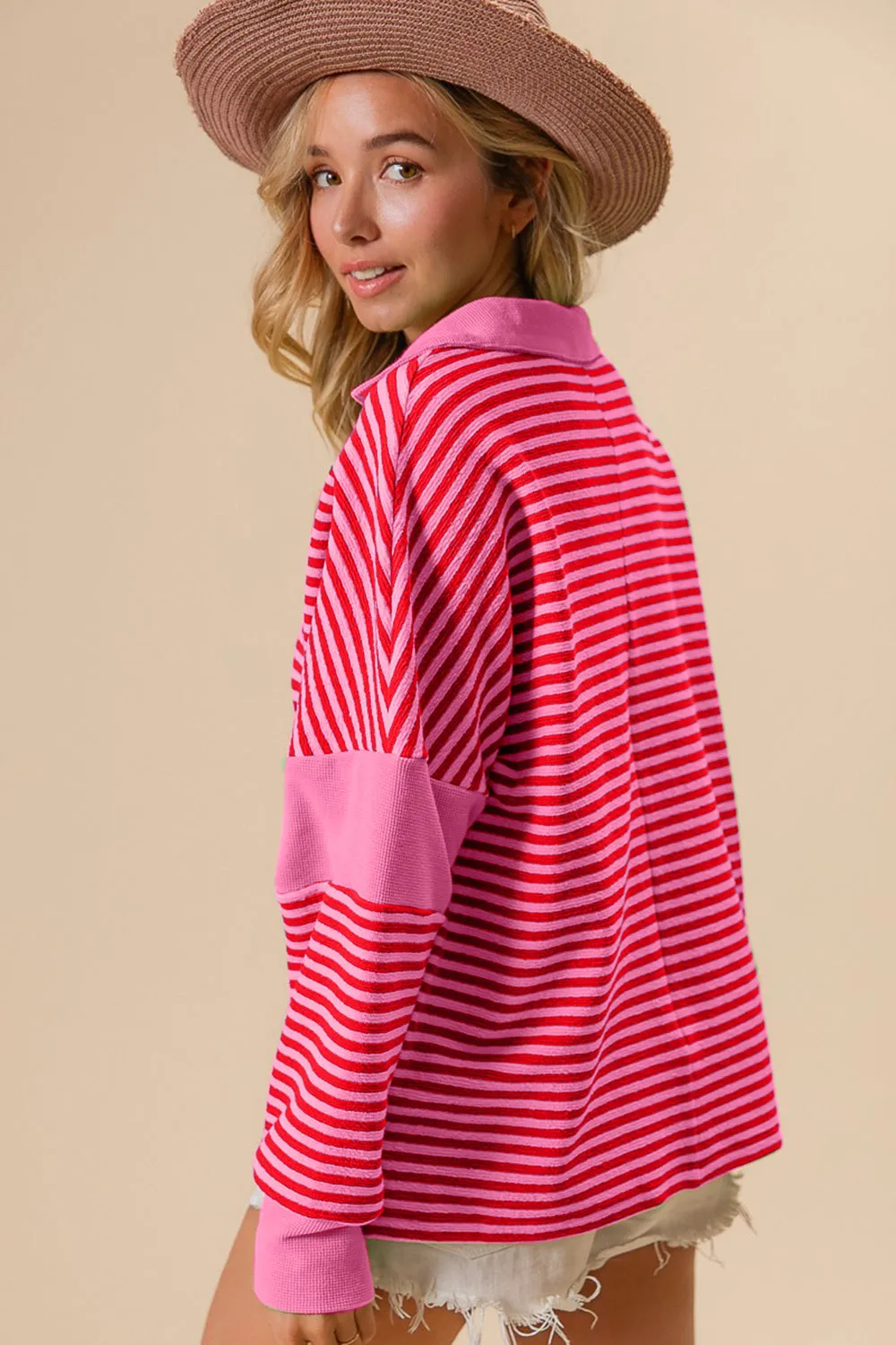 BiBi Striped Contrast Long Sleeve Knit Top sold by Charming Charlie product image thumbnail 2