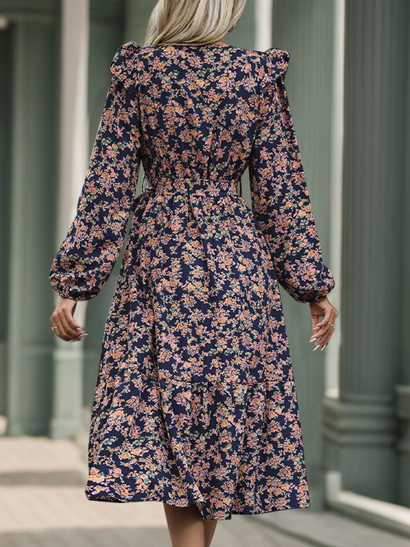 Printed Surplice Long Sleeve Midi Dress sold by Charming Charlie product image thumbnail 2