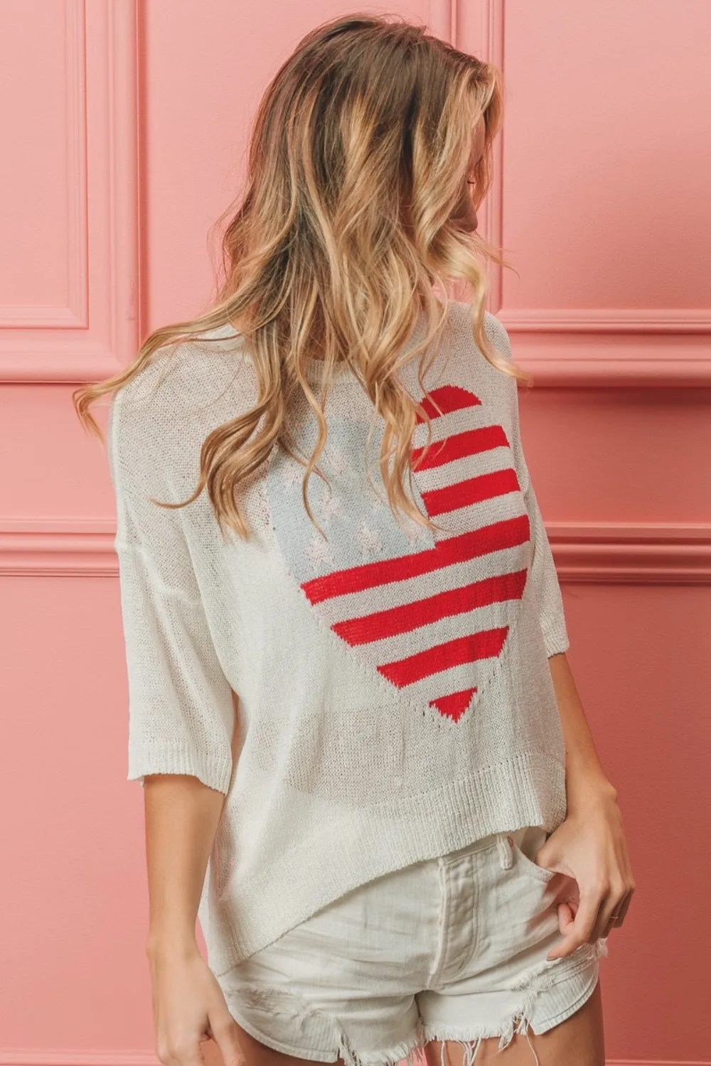 BiBi Striped Heart Contrast Knit Top sold by Charming Charlie product image thumbnail 4