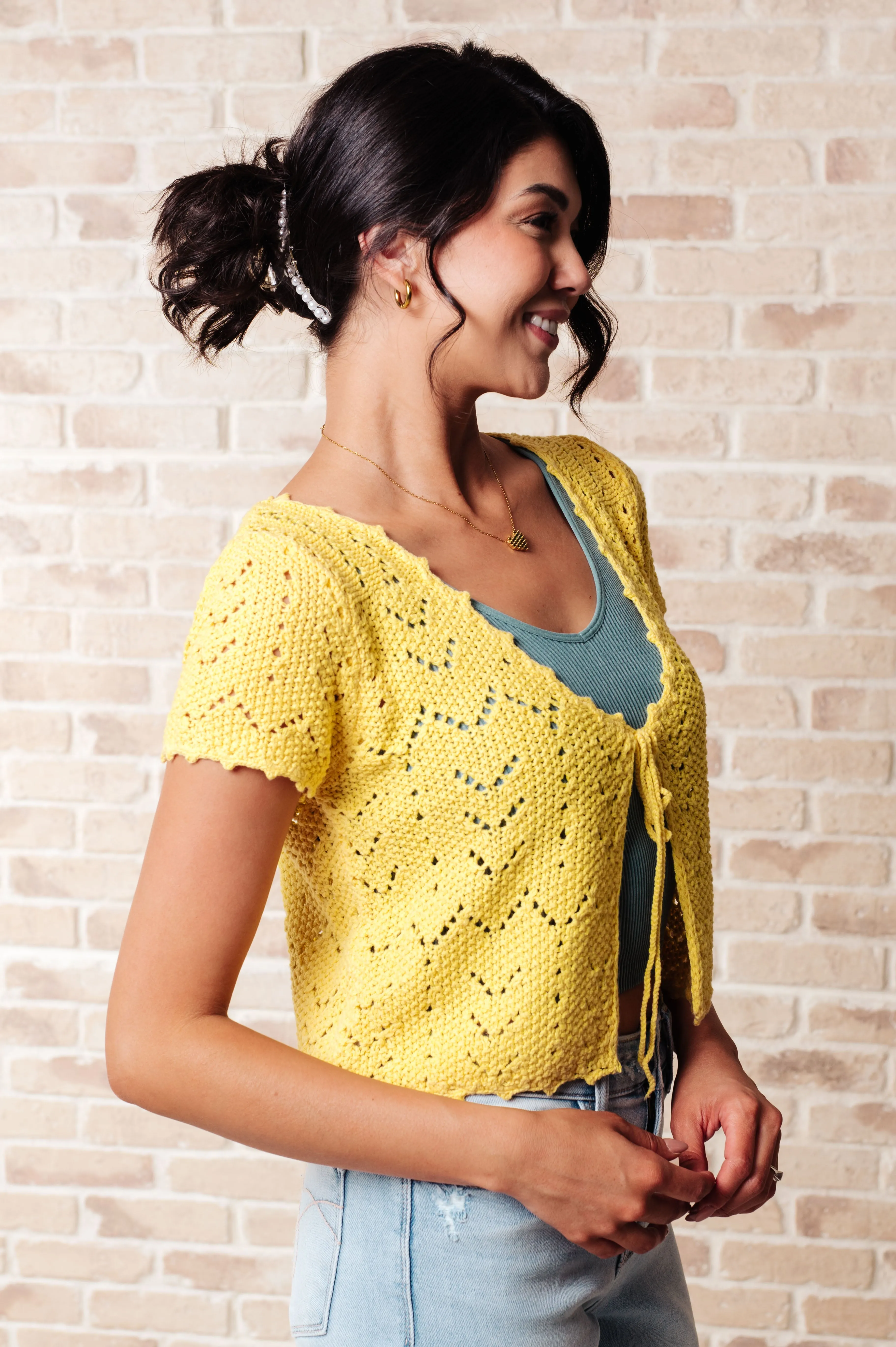 Nighttime Coffee Cardigan in Pineapple sold by Charming Charlie product image thumbnail 5