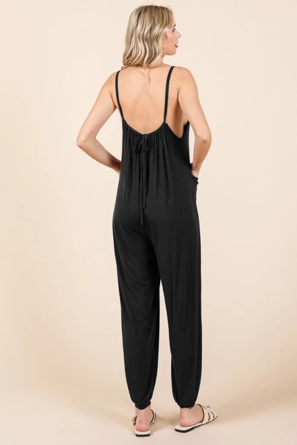 Culture Code Full Size Plunge Sleeveless Jumpsuit with Pockets sold by Charming Charlie product image thumbnail 2
