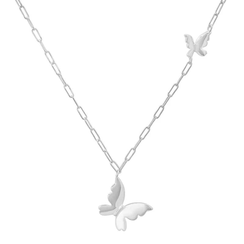 Sterling Silver Petite Paper Clip Floating Butterfly Necklace sold by Charming Charlie