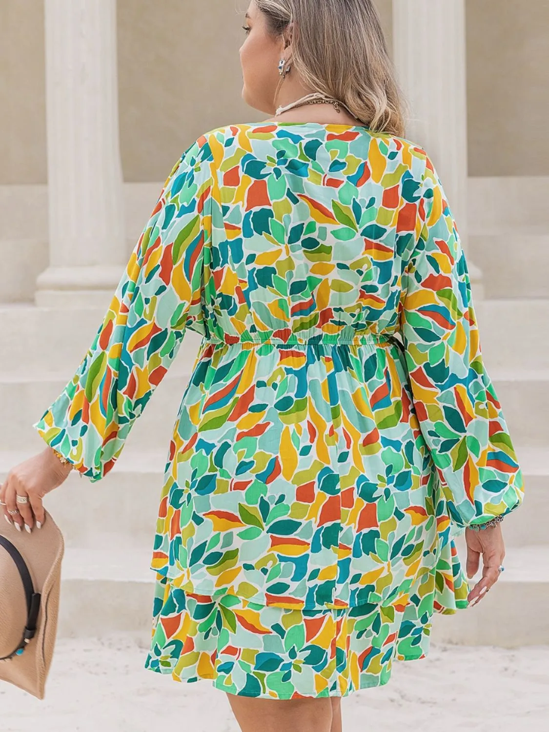 Plus Size Printed Surplice Long Sleeve Mini Dress sold by Charming Charlie product image thumbnail 2
